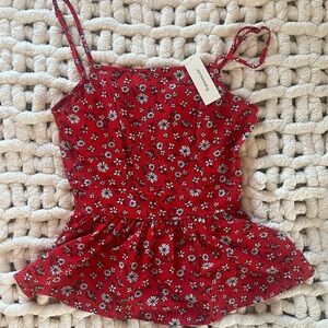 Francesca's Collections Red Floral Top